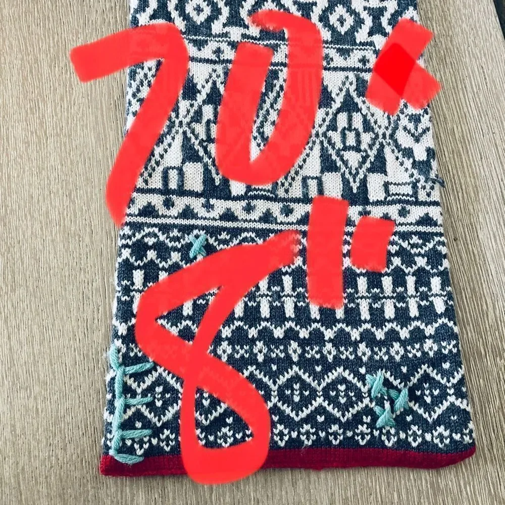 Nordic Fair Isle Print Gray Winter Scarf